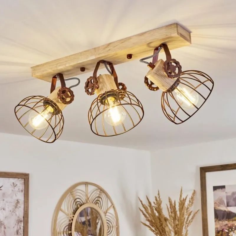 Lampes Industrielles-hofstein Plafonnier Orny Écru, Rouille, 3 lumières