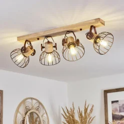 Lampes Industrielles-hofstein Plafonnier Orny Écru, Rouille, 4 lumières