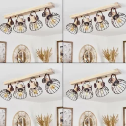 Lampes Industrielles-hofstein Plafonnier Orny Écru, Rouille, 4 lumières