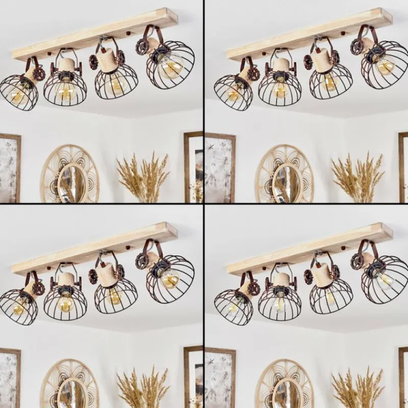 Lampes Industrielles-hofstein Plafonnier Orny Écru, Rouille, 4 lumières