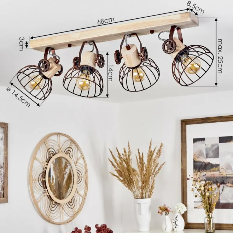 Lampes Industrielles-hofstein Plafonnier Orny Écru, Rouille, 4 lumières