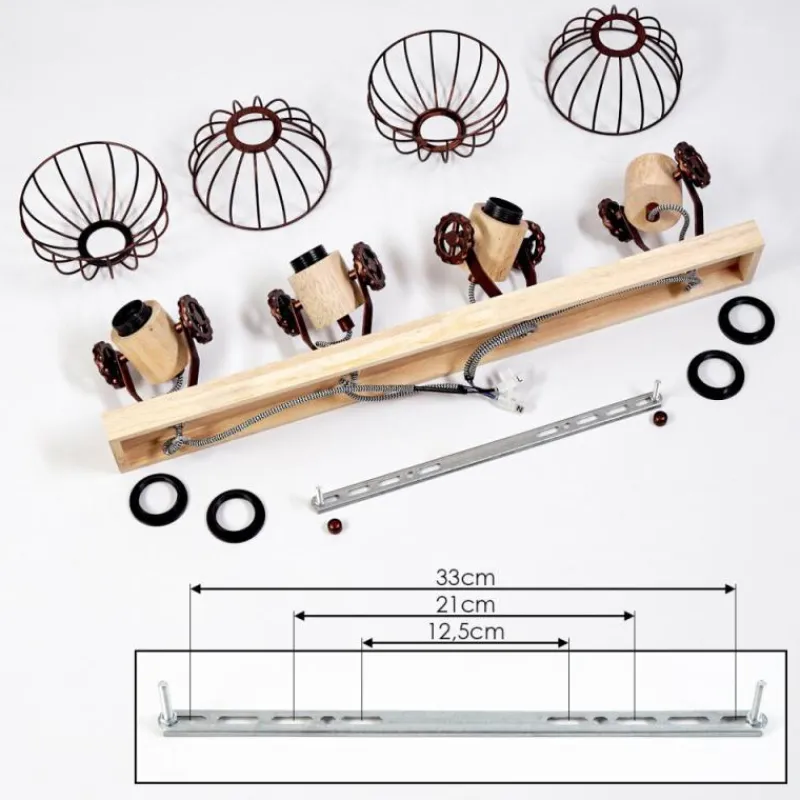 Lampes Industrielles-hofstein Plafonnier Orny Écru, Rouille, 4 lumières