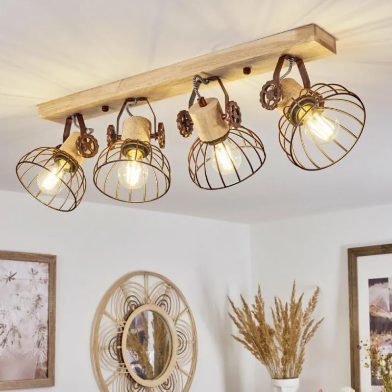 Lampes Industrielles-hofstein Plafonnier Orny Écru, Rouille, 4 lumières