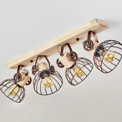 Lampes Industrielles-hofstein Plafonnier Orny Écru, Rouille, 4 lumières