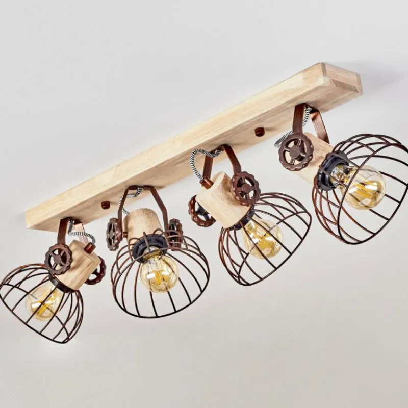 Lampes Industrielles-hofstein Plafonnier Orny Écru, Rouille, 4 lumières