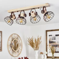 Lampes Industrielles-hofstein Plafonnier Orny Écru, Rouille, 4 lumières