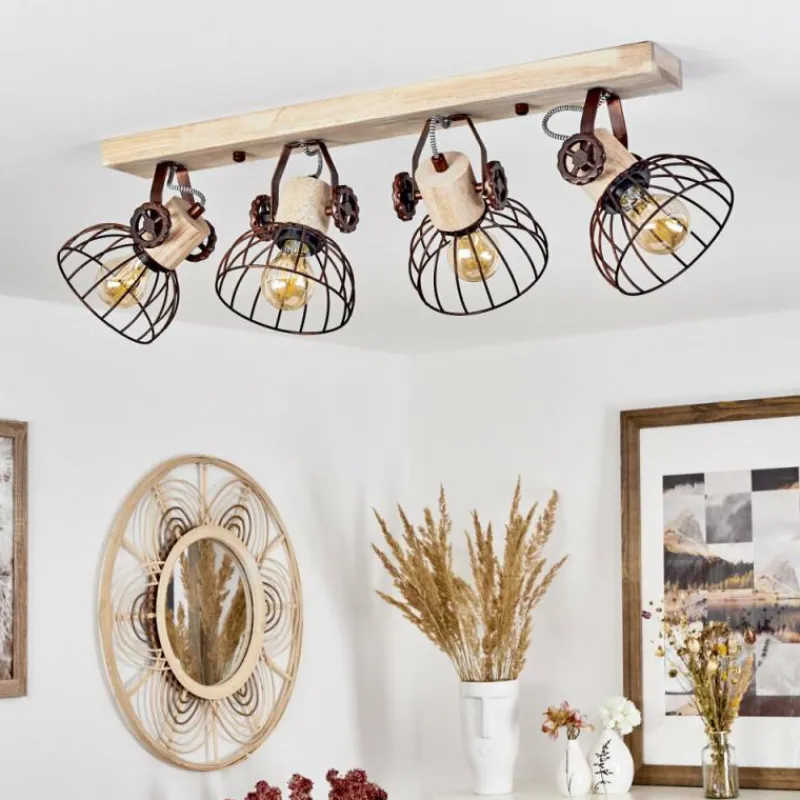 Lampes Industrielles-hofstein Plafonnier Orny Écru, Rouille, 4 lumières