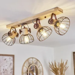 Lampes Industrielles-hofstein Plafonnier Orny Écru, Rouille, 4 lumières