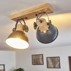 Lampes Vintages & Rétros-hofstein Plafonnier Orny Gris, 2 lumières