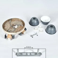 Lampes Industrielles-hofstein Plafonnier Orny Gris, Bois clair, 3 lumières