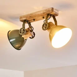 Lampes Vintages & Rétros-hofstein Plafonnier Orny Vert, 2 lumières