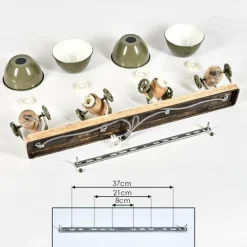 Lampes Industrielles-hofstein Plafonnier Orny Vert, Bois clair, 4 lumières