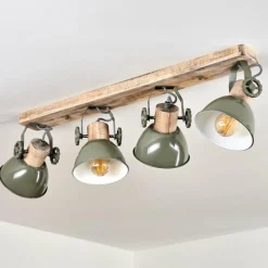 Lampes Industrielles-hofstein Plafonnier Orny Vert, Bois clair, 4 lumières