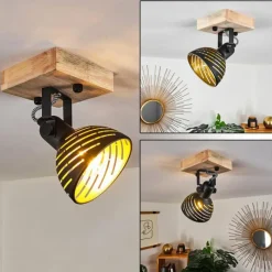 Lampes Dorées-hofstein Plafonnier Osina Brun, Noir, 1 lumière