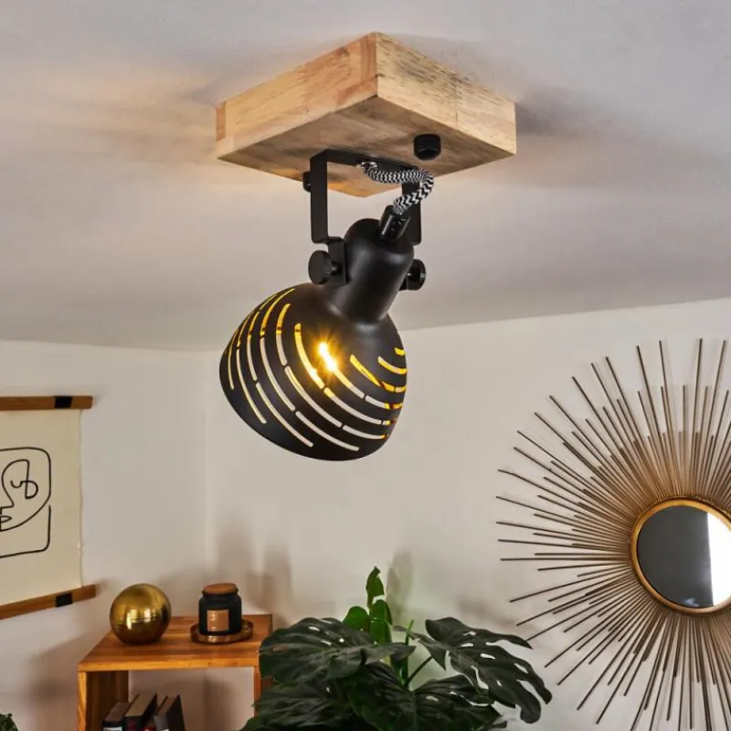 Lampes Dorées-hofstein Plafonnier Osina Brun, Noir, 1 lumière