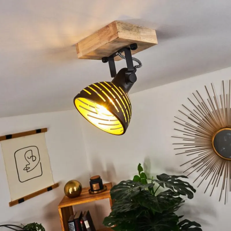 Lampes Dorées-hofstein Plafonnier Osina Brun, Noir, 1 lumière