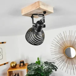 Lampes Dorées-hofstein Plafonnier Osina Brun, Noir, 1 lumière