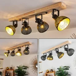 Lampes Dorées-hofstein Plafonnier Osina Brun, Noir, 4 lumières