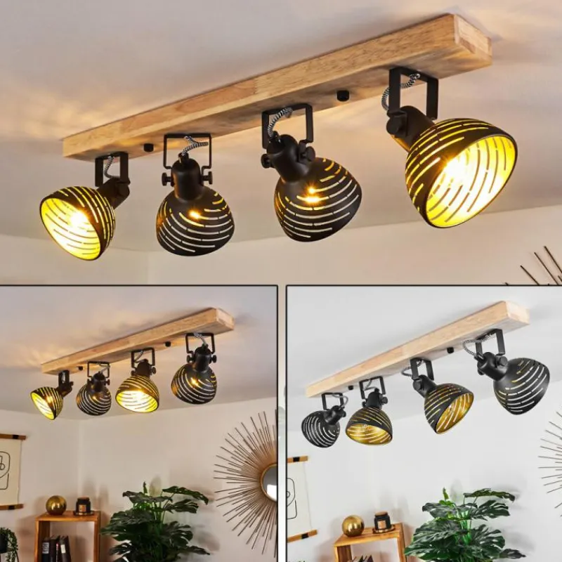 Lampes Dorées-hofstein Plafonnier Osina Brun, Noir, 4 lumières