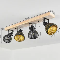 Lampes Dorées-hofstein Plafonnier Osina Brun, Noir, 4 lumières