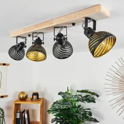 Lampes Dorées-hofstein Plafonnier Osina Brun, Noir, 4 lumières