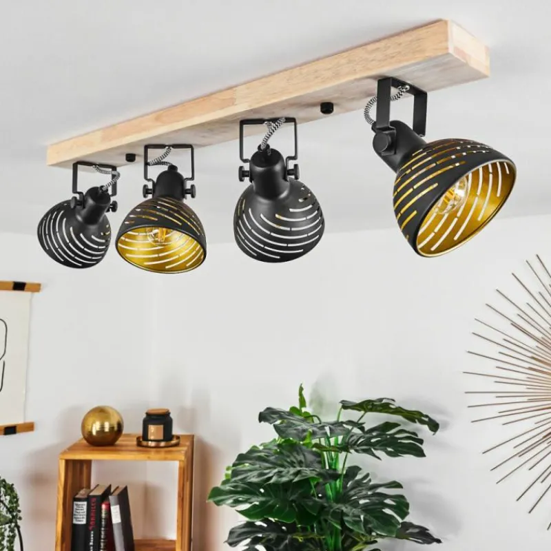 Lampes Dorées-hofstein Plafonnier Osina Brun, Noir, 4 lumières