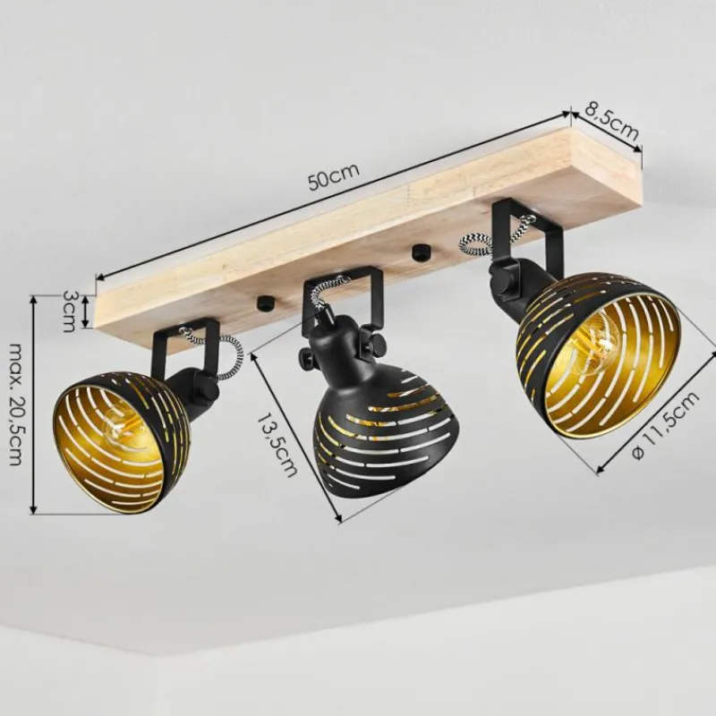 Lampes Dorées-hofstein Plafonnier Osina Brun, Noir, 3 lumières