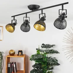 Lampes Dorées-hofstein Plafonnier Osina Chrome, Noir, 4 lumières