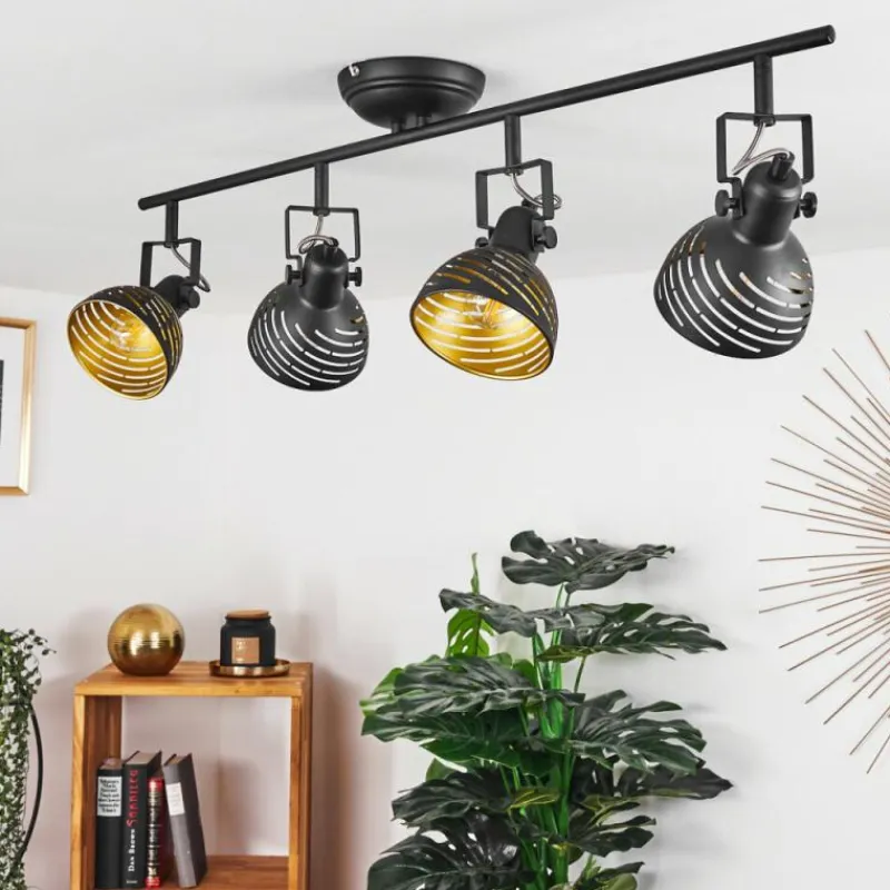 Lampes Dorées-hofstein Plafonnier Osina Chrome, Noir, 4 lumières