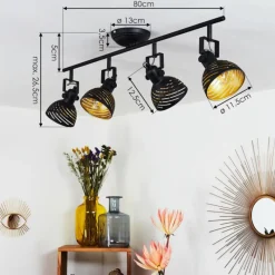 Lampes Dorées-hofstein Plafonnier Osina Chrome, Noir, 4 lumières