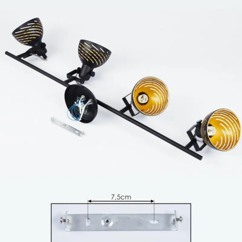 Lampes Dorées-hofstein Plafonnier Osina Chrome, Noir, 4 lumières