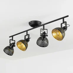 Lampes Dorées-hofstein Plafonnier Osina Chrome, Noir, 4 lumières