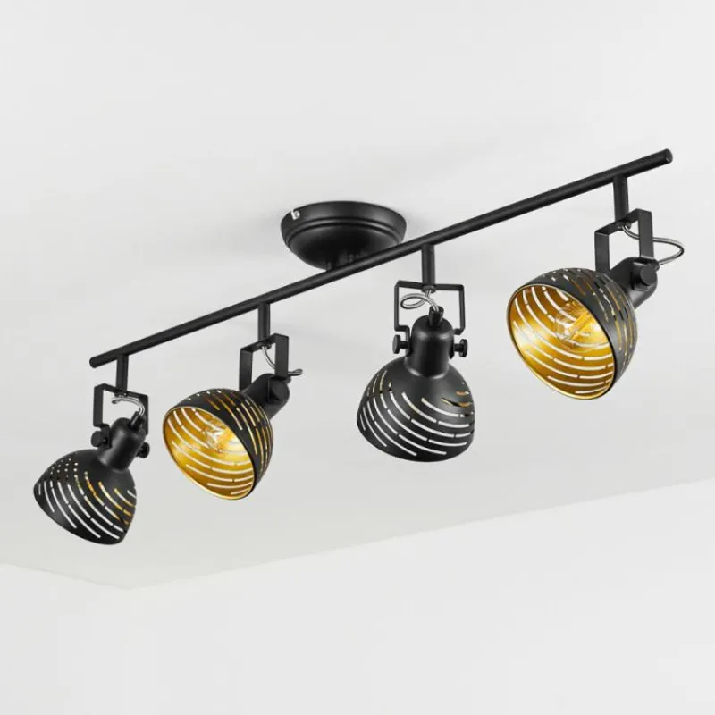 Lampes Dorées-hofstein Plafonnier Osina Chrome, Noir, 4 lumières