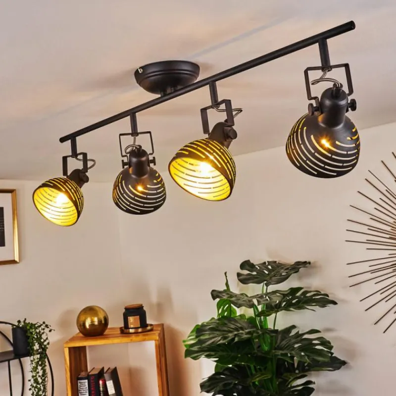 Lampes Dorées-hofstein Plafonnier Osina Chrome, Noir, 4 lumières