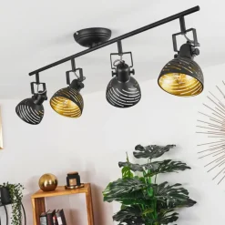 Lampes Dorées-hofstein Plafonnier Osina Chrome, Noir, 4 lumières