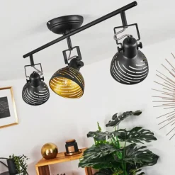 Lampes Dorées-hofstein Plafonnier Osina Noir, 3 lumières