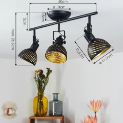 Lampes Dorées-hofstein Plafonnier Osina Noir, 3 lumières