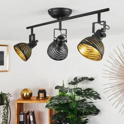 Lampes Dorées-hofstein Plafonnier Osina Noir, 3 lumières