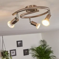 hofstein Plafonnier Oula LED Nickel mat, 3 lumières