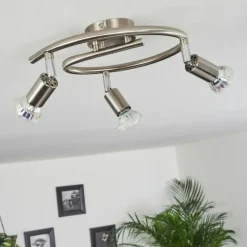 hofstein Plafonnier Oula LED Nickel mat, 3 lumières