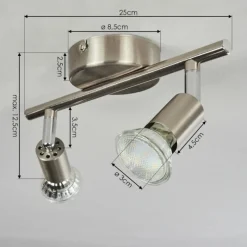 hofstein Plafonnier Oula LED Nickel mat, 2 lumières