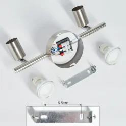 hofstein Plafonnier Oula LED Nickel mat, 2 lumières