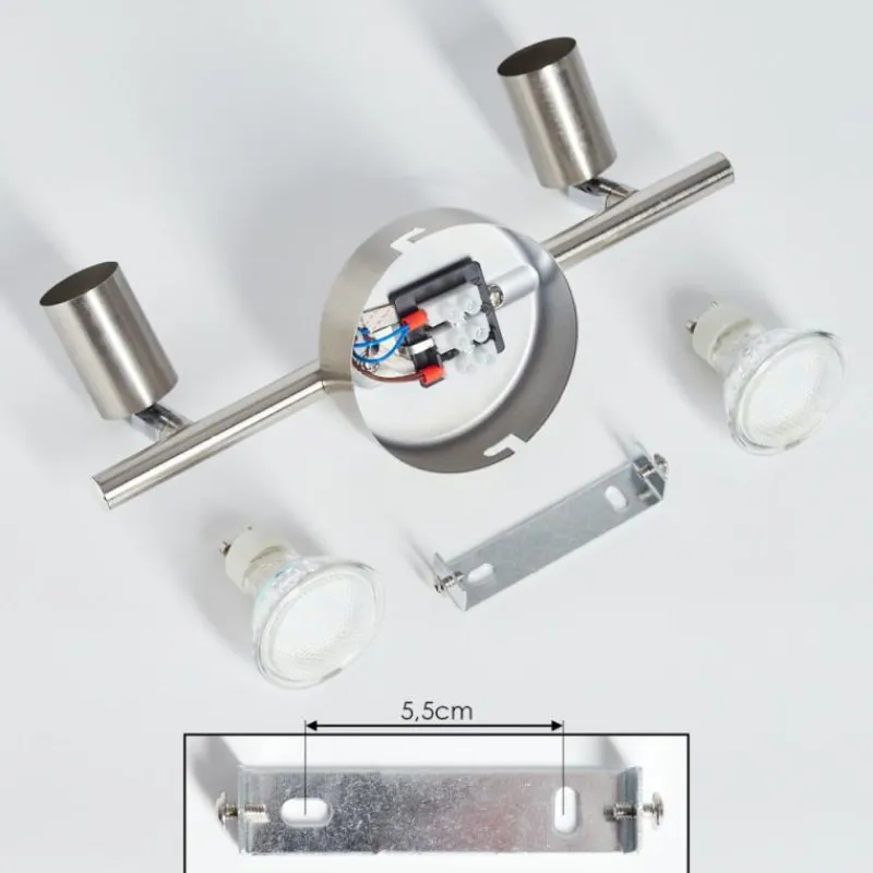 hofstein Plafonnier Oula LED Nickel mat, 2 lumières