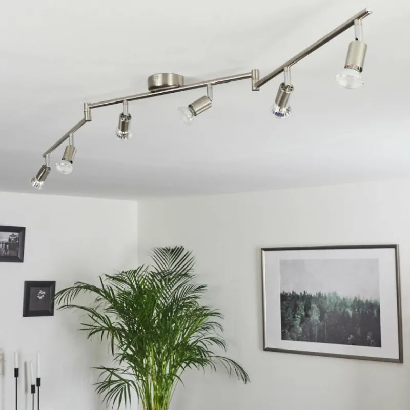 hofstein Plafonnier Oula LED Nickel mat, 6 lumières