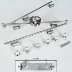 hofstein Plafonnier Oula LED Nickel mat, 6 lumières