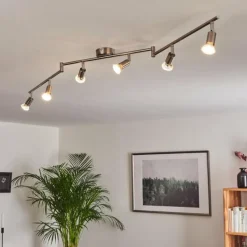 hofstein Plafonnier Oula LED Nickel mat, 6 lumières