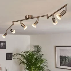 hofstein Plafonnier Oula LED Nickel mat, 6 lumières