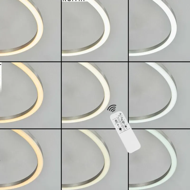 hofstein Plafonnier Ovasta LED Nickel mat, 1 lumière, Télécommandes