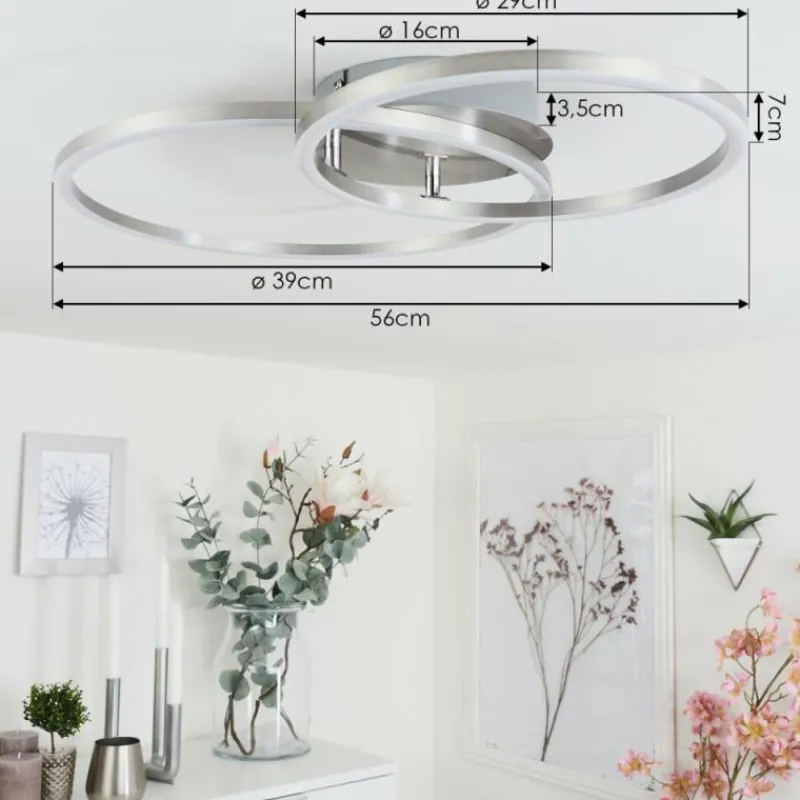 hofstein Plafonnier Ovasta LED Nickel mat, 1 lumière, Télécommandes