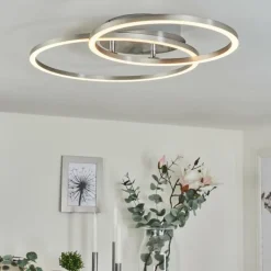 hofstein Plafonnier Ovasta LED Nickel mat, 1 lumière, Télécommandes